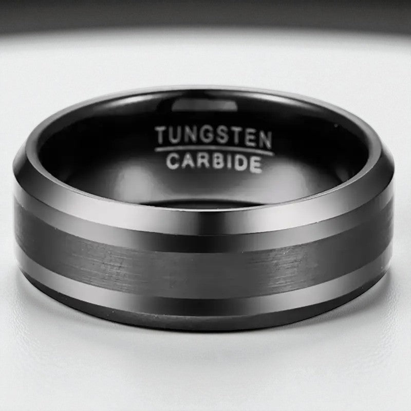 Shadow Fusion — 8mm Black Tungsten Ring
