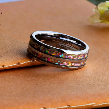 Opal Horizon — 8mm Tungsten Ring with Synthetic Opal Inlay