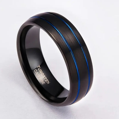 Midnight Azure — 8mm Black Tungsten Carbide Ring