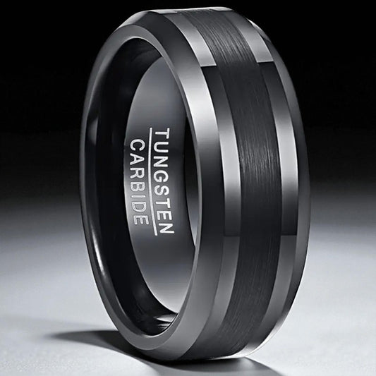 Shadow Fusion — 8mm Black Tungsten Ring