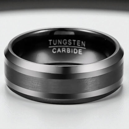 Shadow Fusion — 8mm Black Tungsten Ring